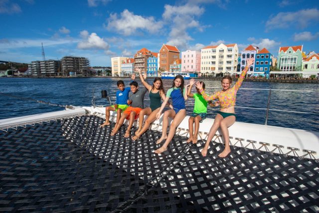 Kids on boat curacao