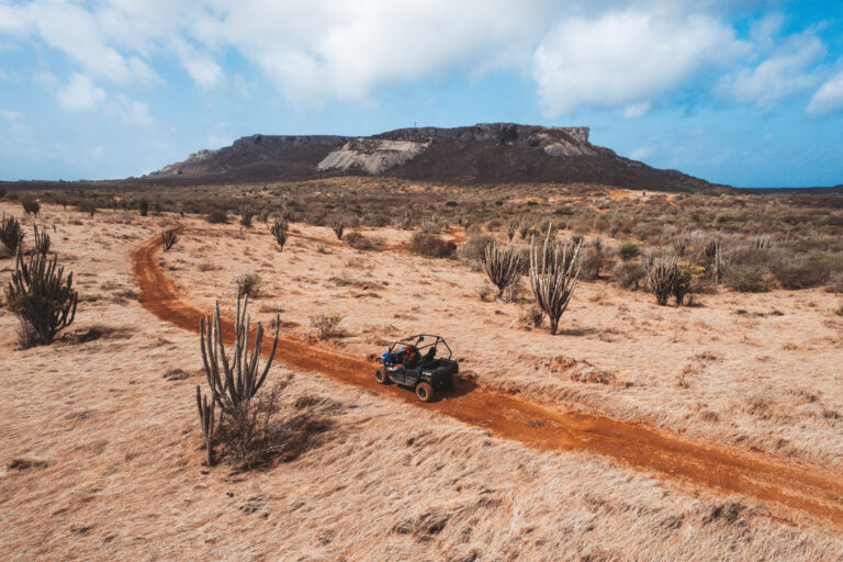 atv going through desert looking landscape