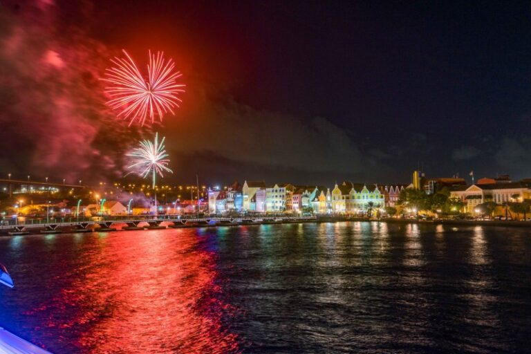fireworks with bridge and buildings